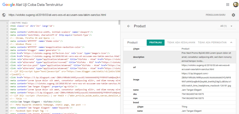 VioToko Data Terstruktur